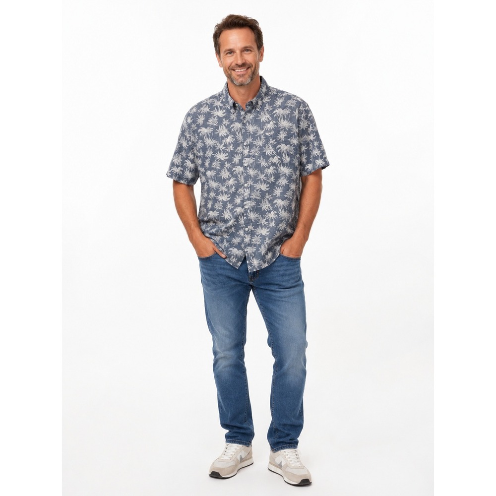 Jachs New York Hawaiian Palm Print Shirt XL Short Sleeve Button Up